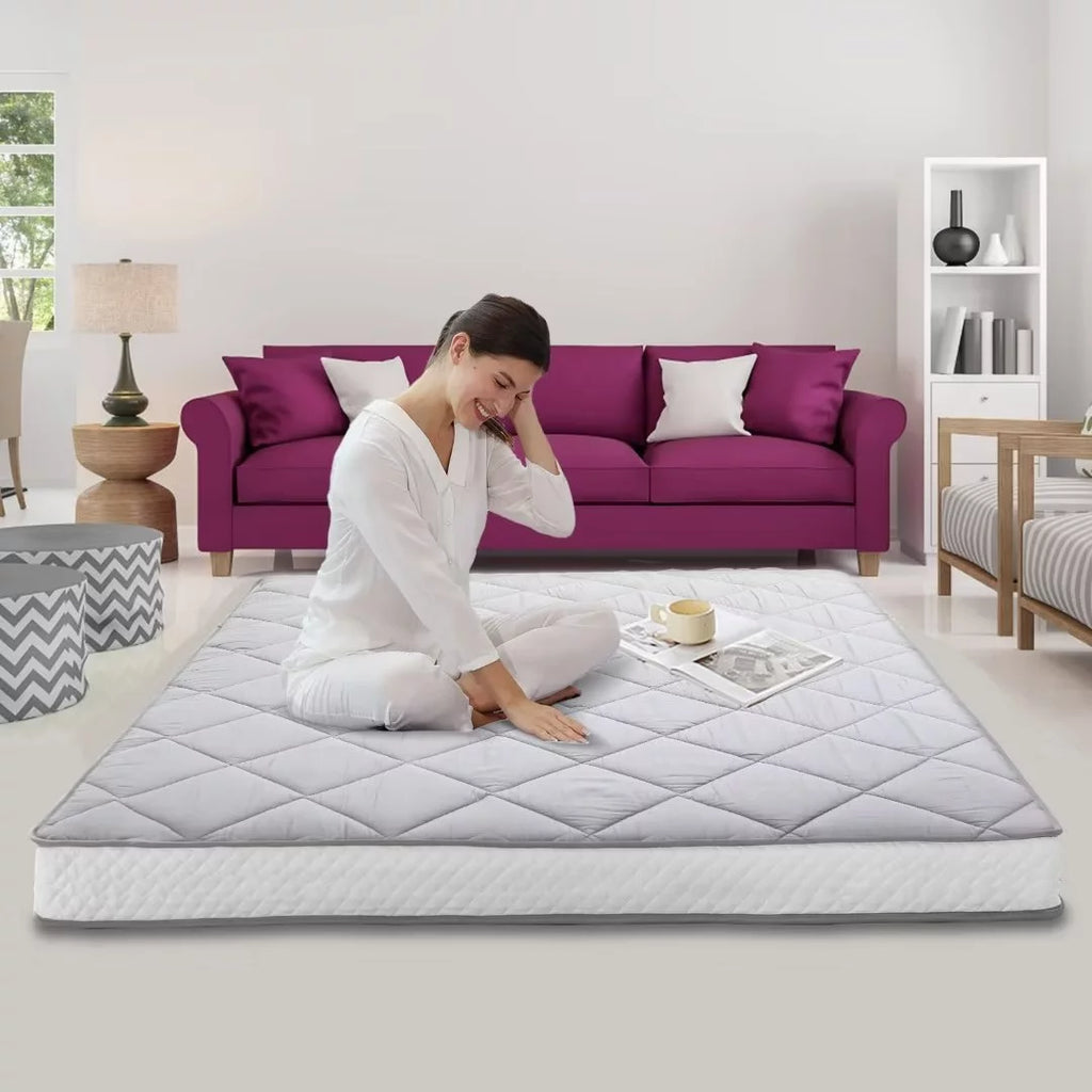 Japanese Floor Mattress Futon Mattress, Foldable Roll Up Mattress, Coffee, Full Size X548