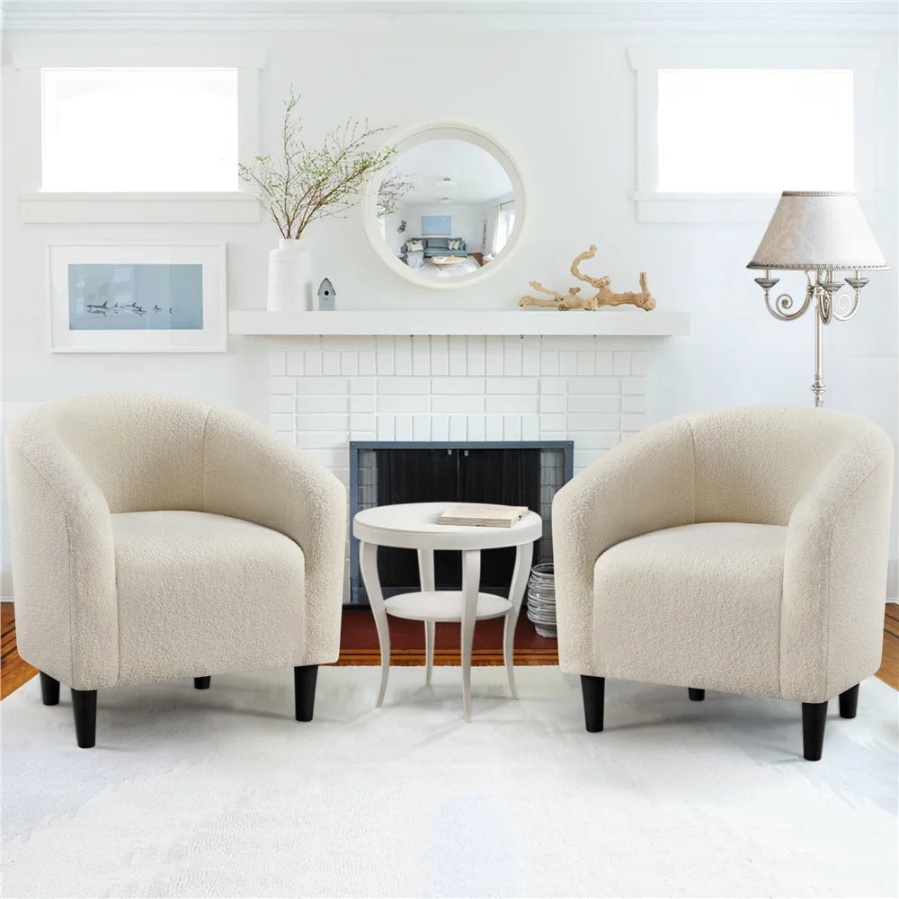 Ivory Velvet Tub Chair Set of 2 F391