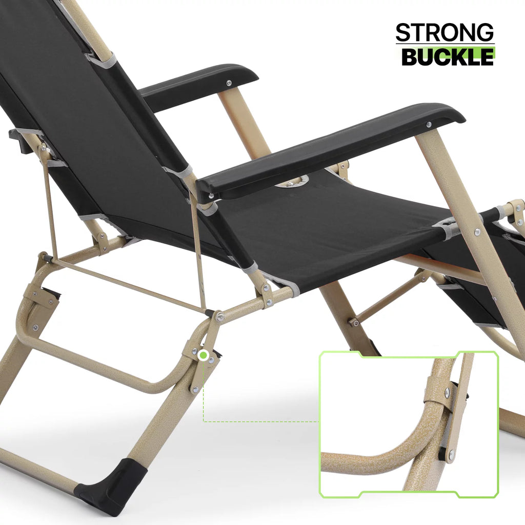 Zero Gravity Lounge Chair with Adjustable Headrest, Black Q302044