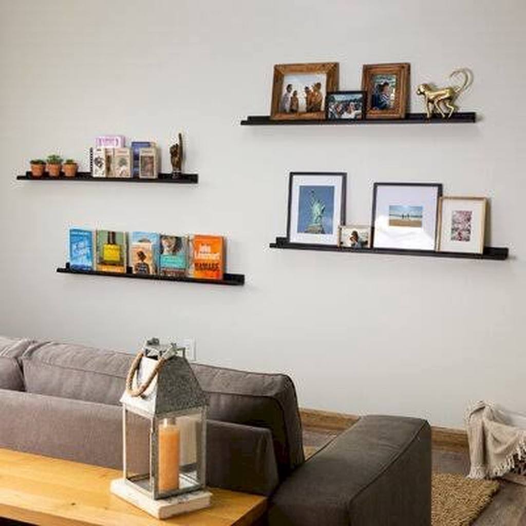4 Piece Picture Ledge Wall Shelf Black O870