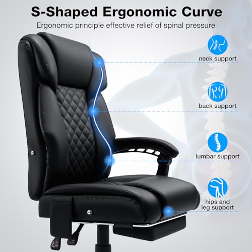 Black Ergonomic Reclining Office Chair with Footrest O204