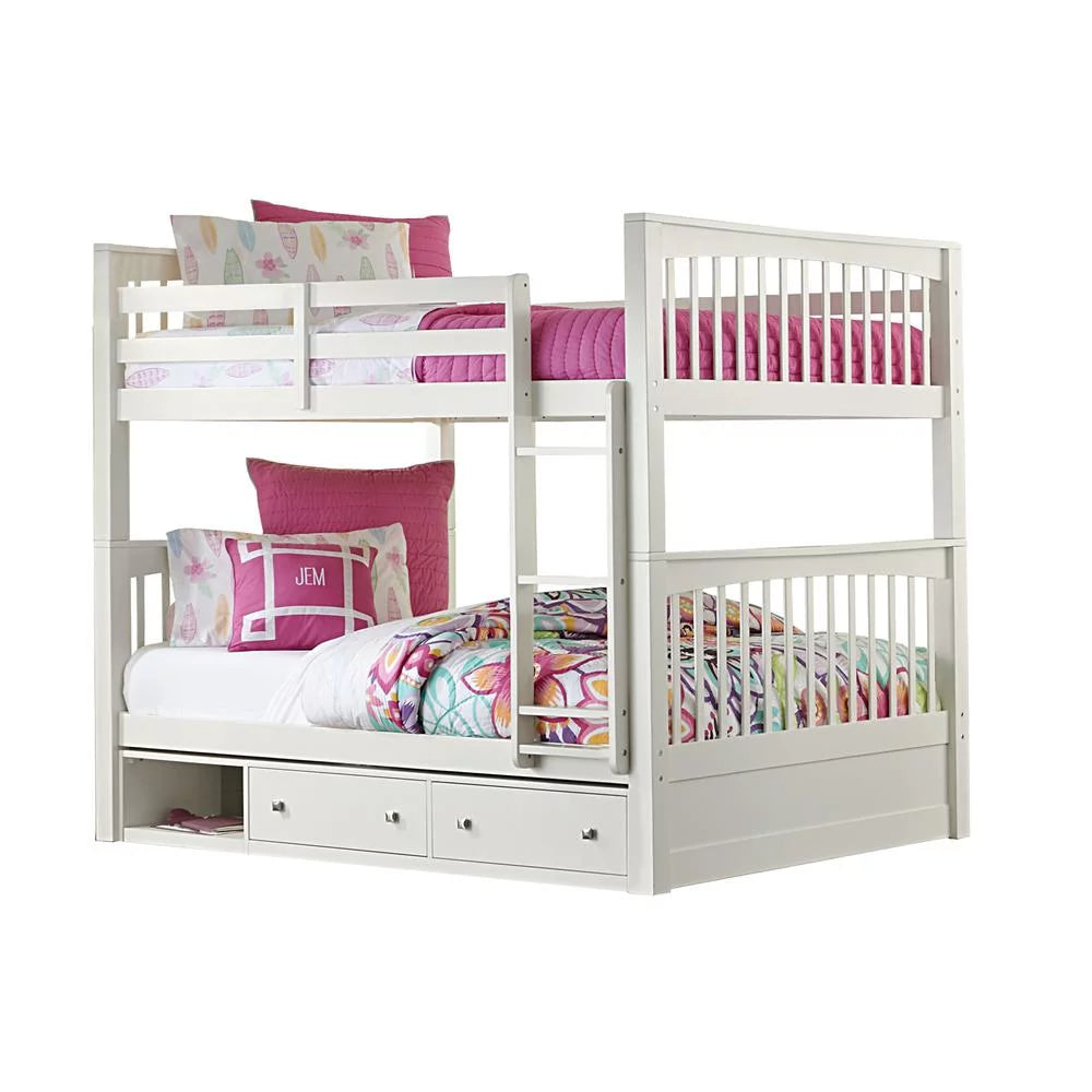 White Full Over Full Bunk Bed with Storage J847