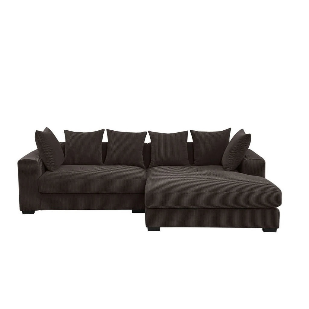 Brown Corduroy Upholstered Sectional Sofa with Chaise X577