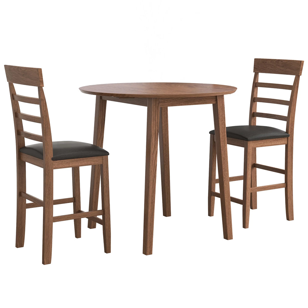 Round Drop-Leaf Table with 2 Upholstered Chairs R16324