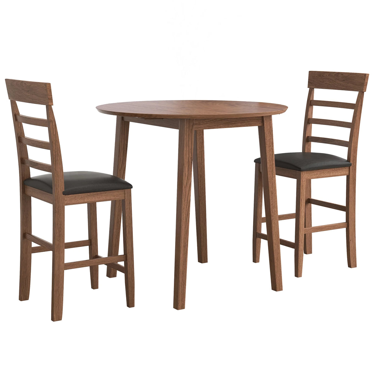 Round Drop-Leaf Table with 2 Upholstered Chairs R16324