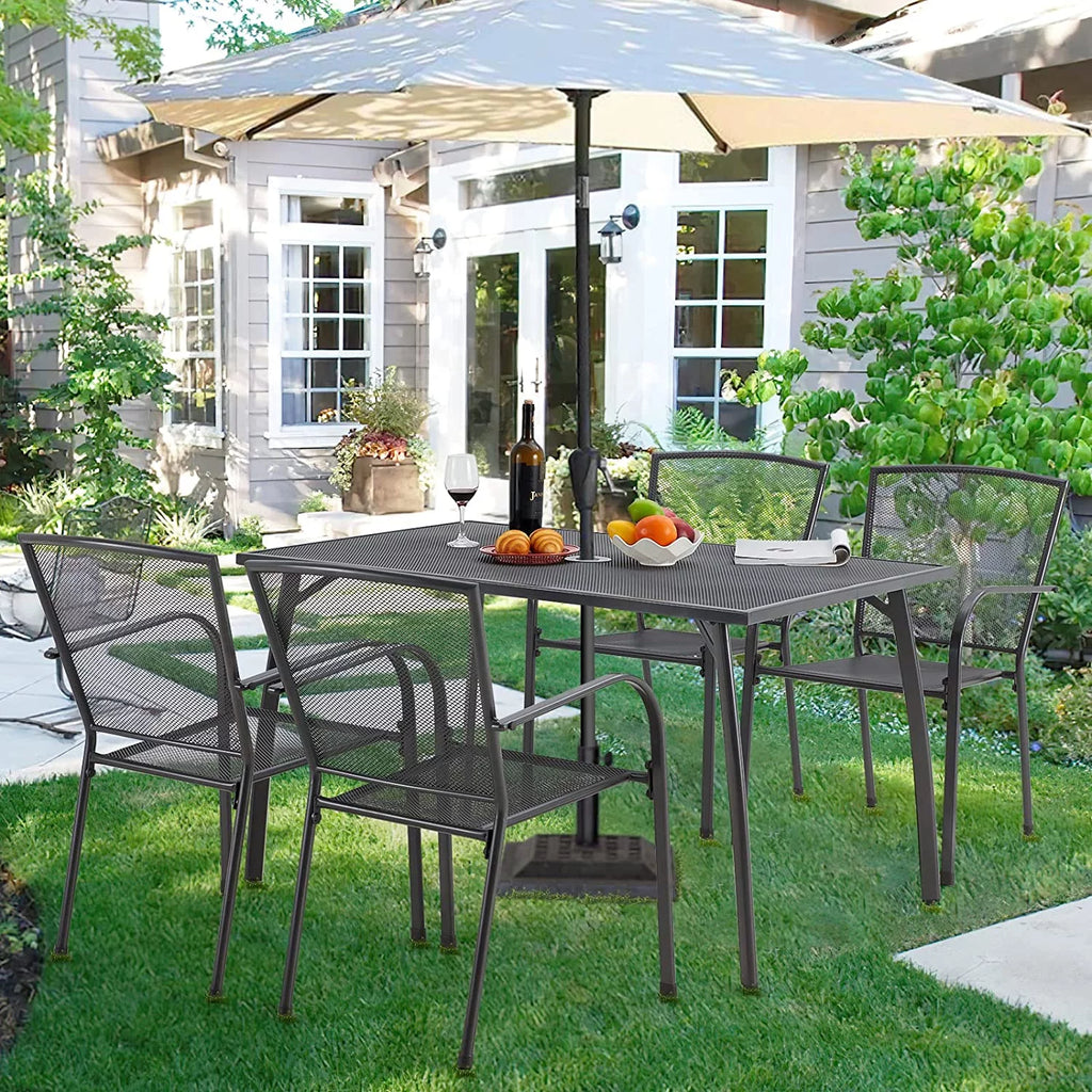 5-Piece Metal Patio Dining Set with 4 Stackable Chairs I416418
