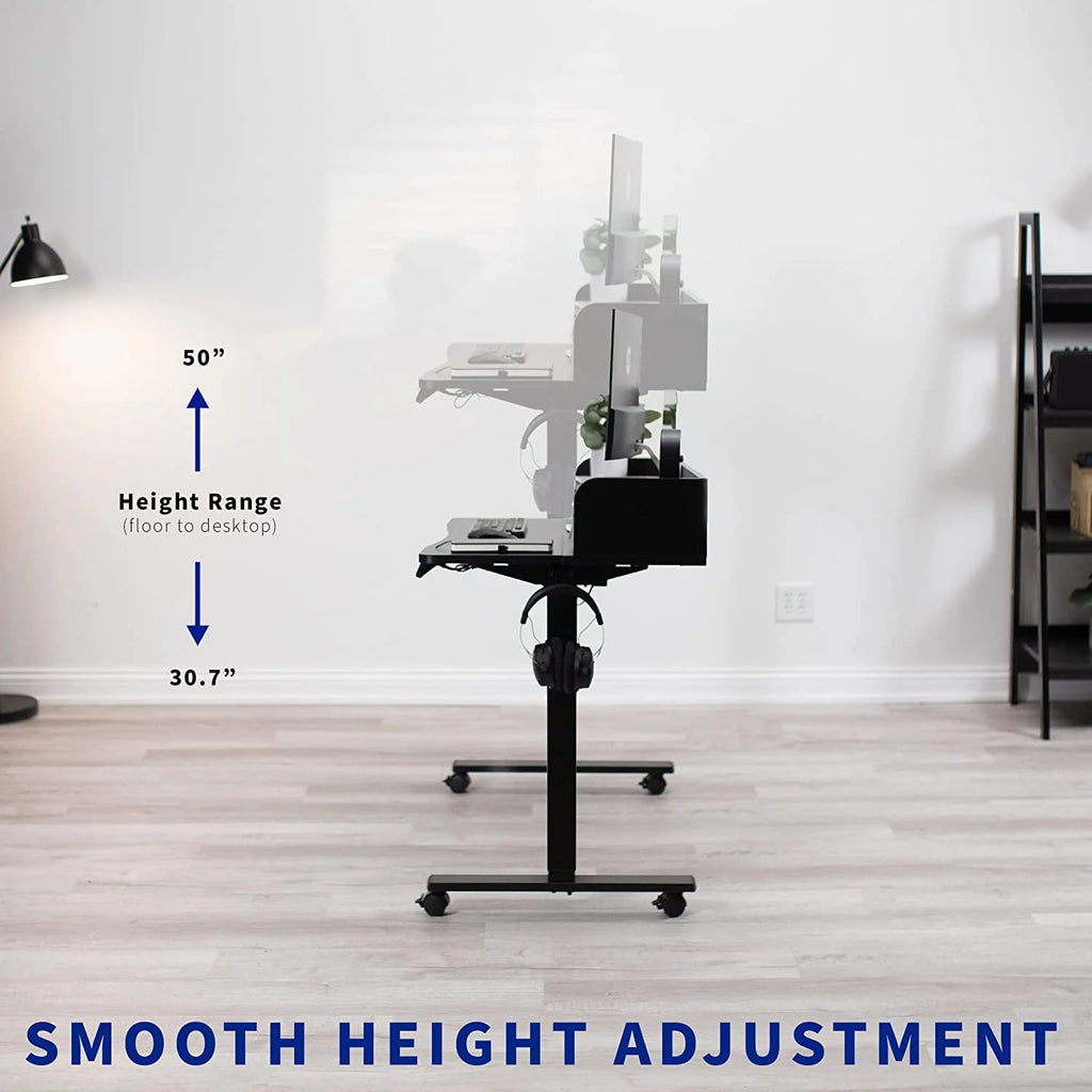 2-Tier Height Adjustable 60 X 24 Inch Stand Up Desk with Storage Drawers K898