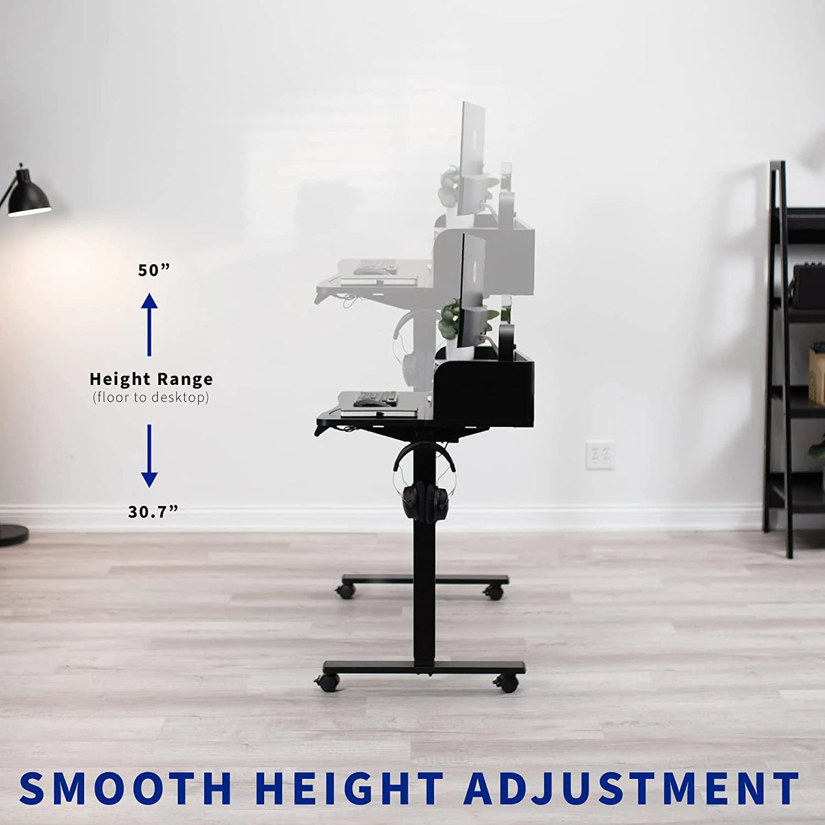 2-Tier Height Adjustable 60 X 24 Inch Stand Up Desk with Storage Drawers K898