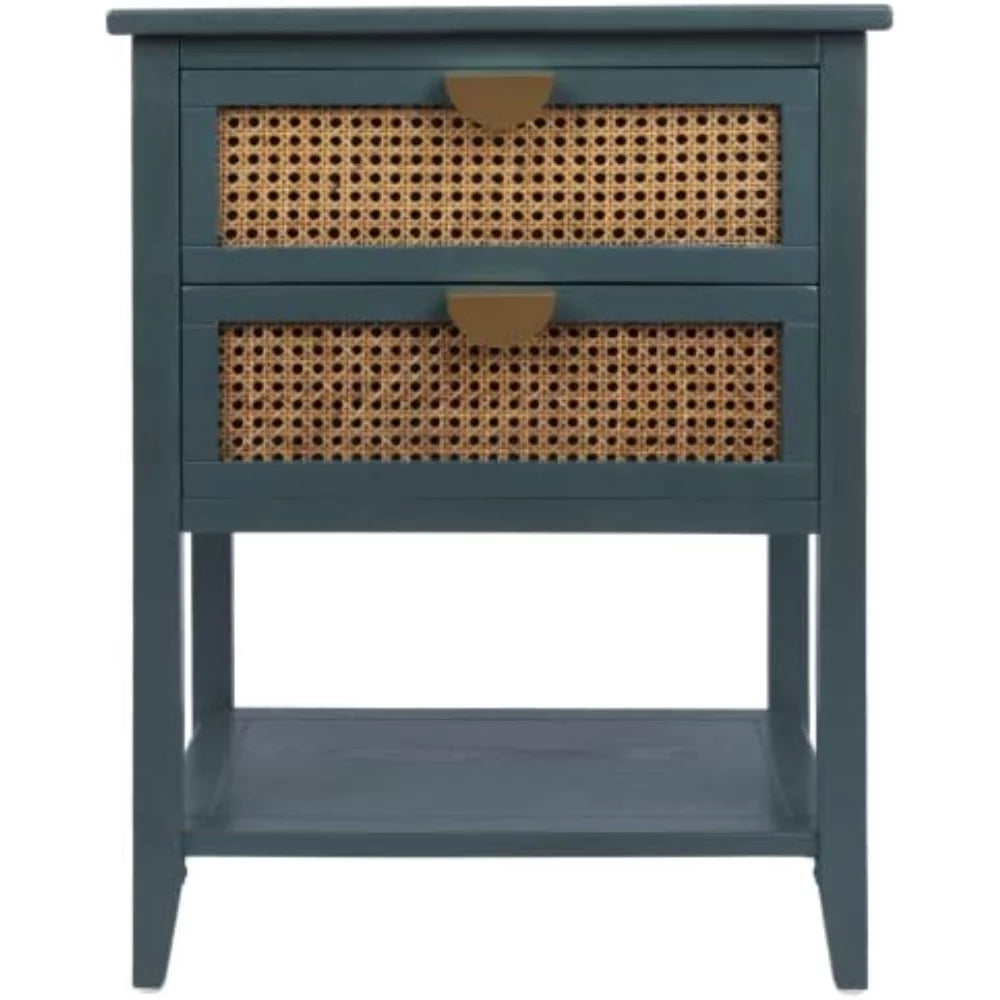 Natural Rattan 2 Drawer Side Table J321
