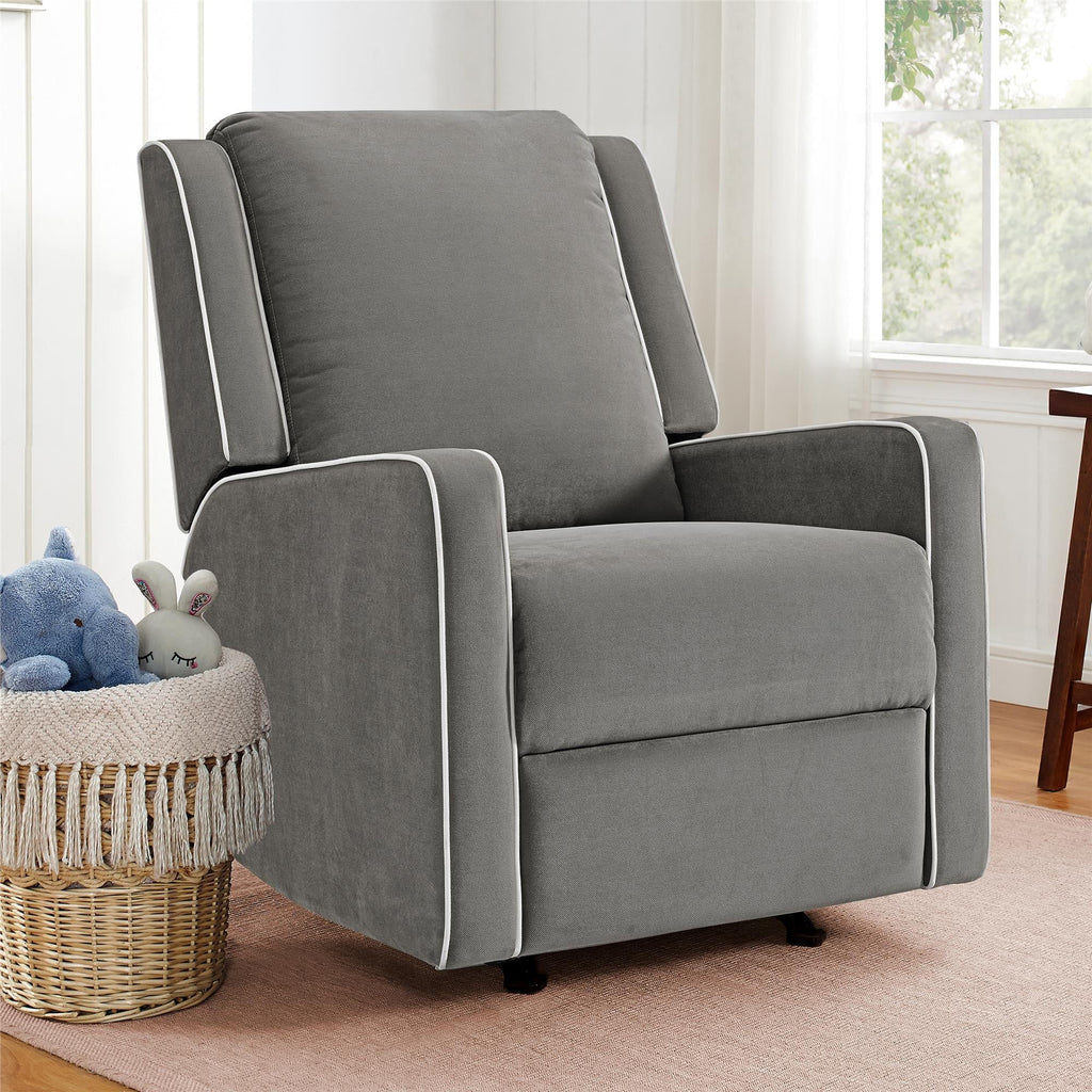 Beige Linen Nursery Rocker Recliner Q662
