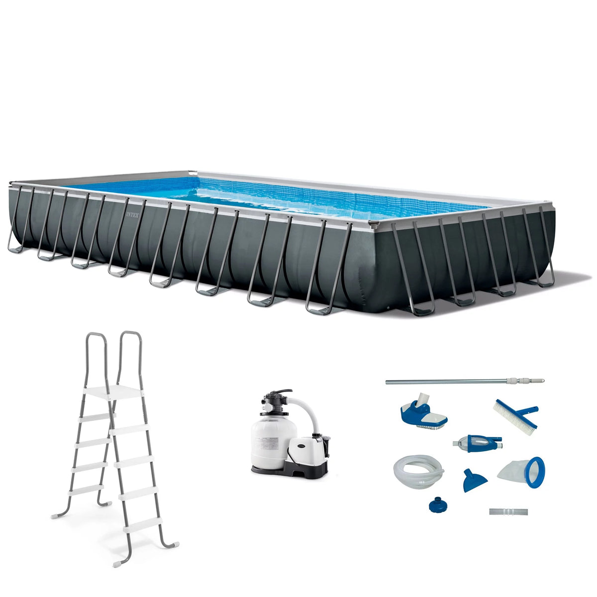 32ft x 16ft x 52in Rectangular Swimming Pool and Maintenance Kit N48063