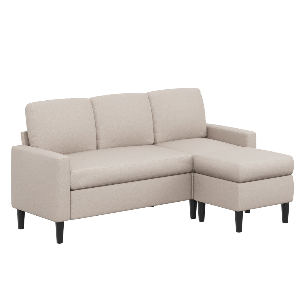 Convertible Sectional Sofa L-Shaped Linen Fabric Dark Gray J5725