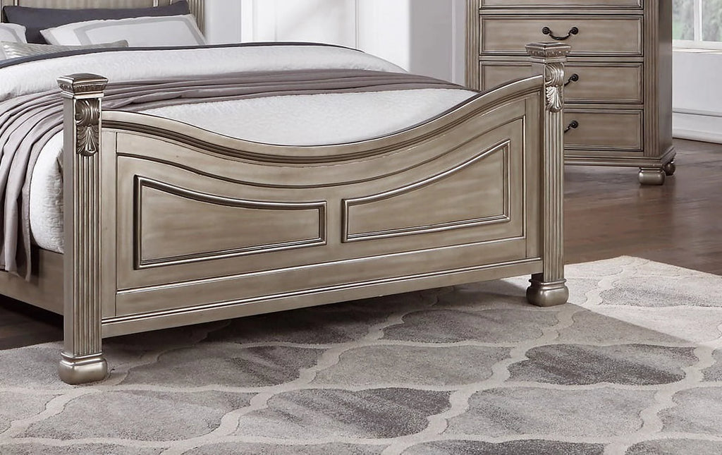 Eastern King Bed 2x Nightstands Grey Wood 3pc Set K3807