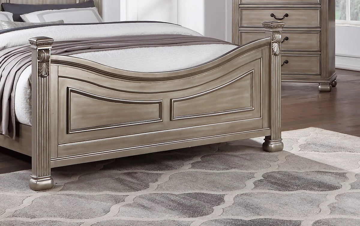 Eastern King Bed 2x Nightstands Grey Wood 3pc Set K3807