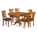 7 Piece Oval Dining Set with 6 Faux Leather Chairs N93118
