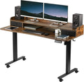 2-Tier Height Adjustable 60 X 24 Inch Stand Up Desk with Storage Drawers K898