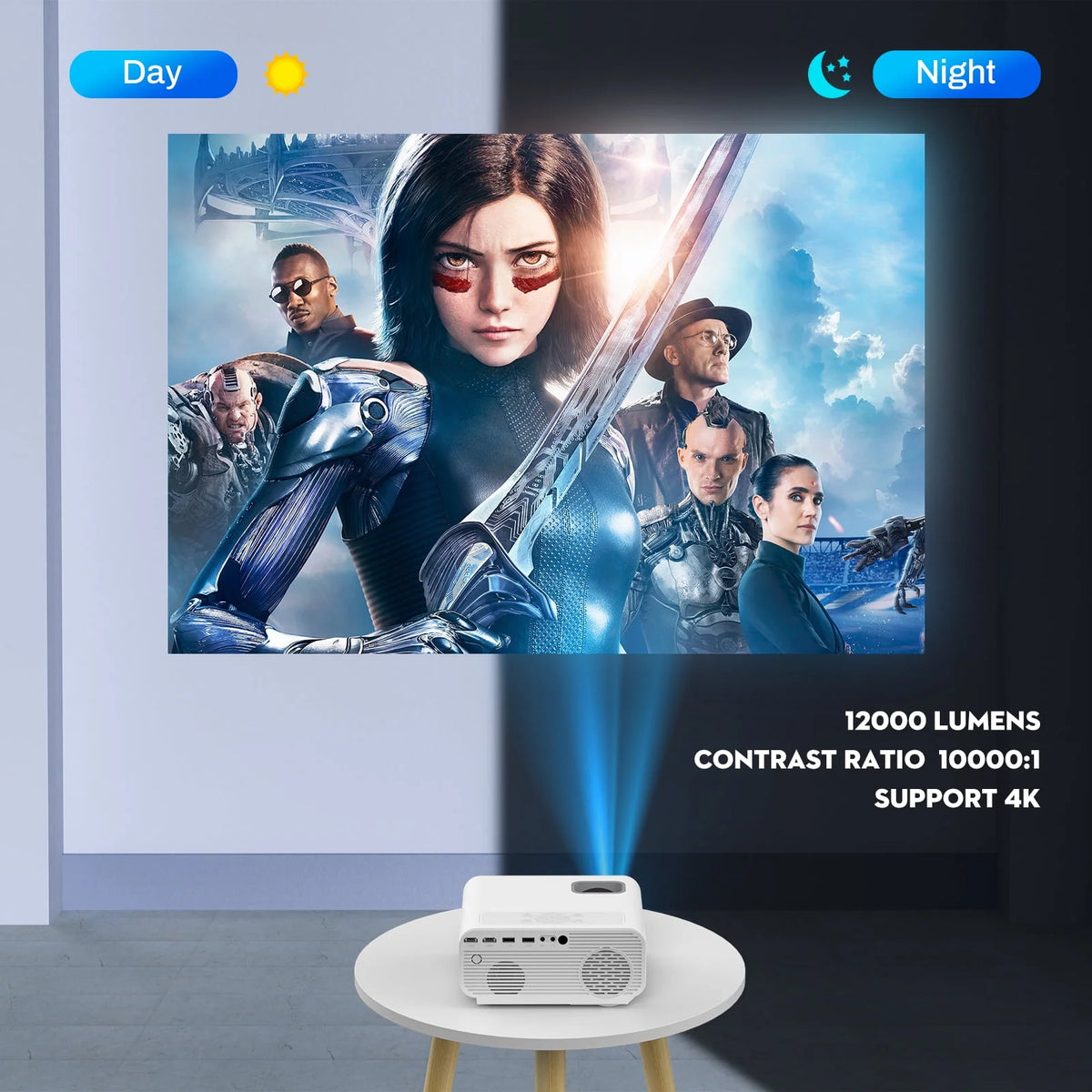 4K Portable Mini Projector with Wifi and Bluetooth Q811268