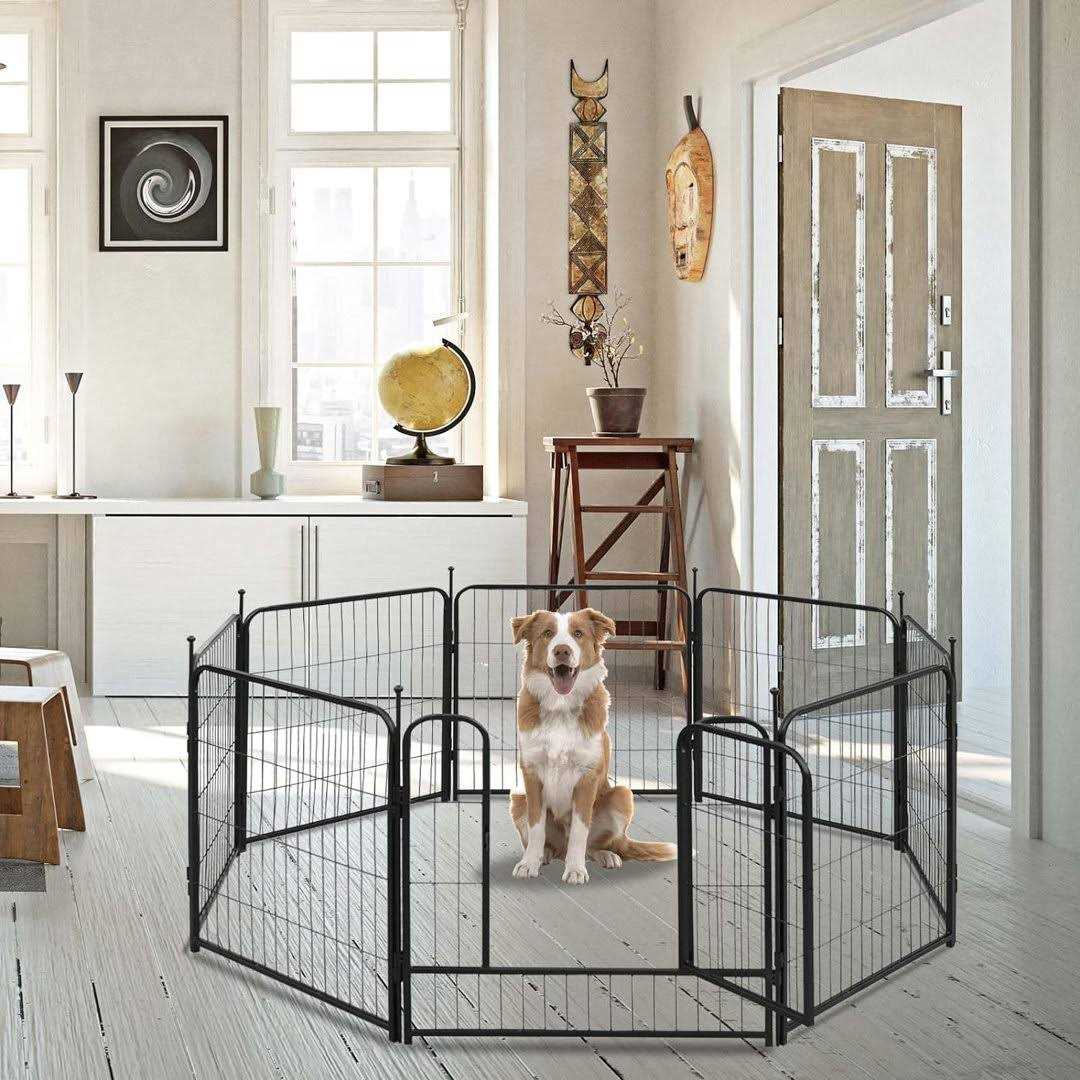 8 Panel Metal Exercise Pen with Pet Door F2694