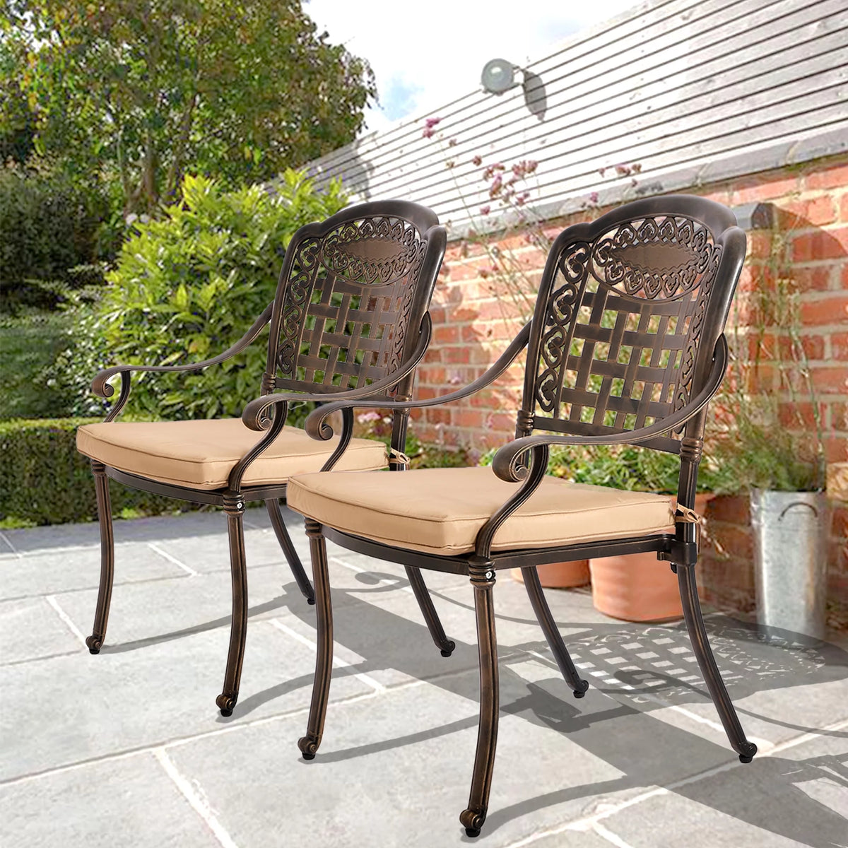 2 Piece Cast Aluminum Outdoor Bistro Dining Chair Set K3740