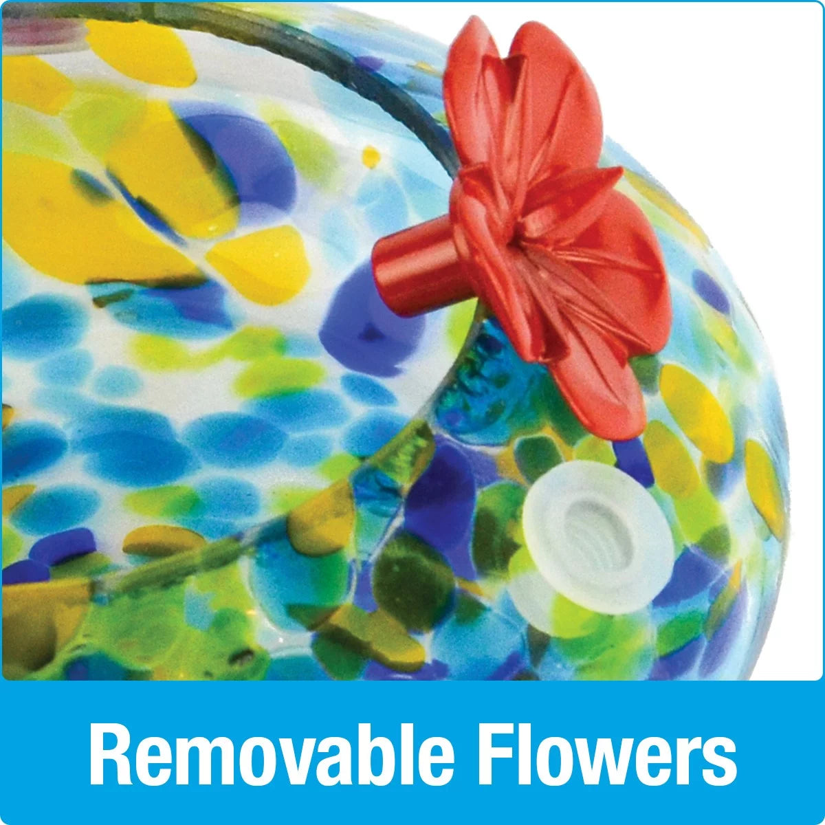 Artisan Glass Solar-Powered Hummingbird Feeder 16 oz V878