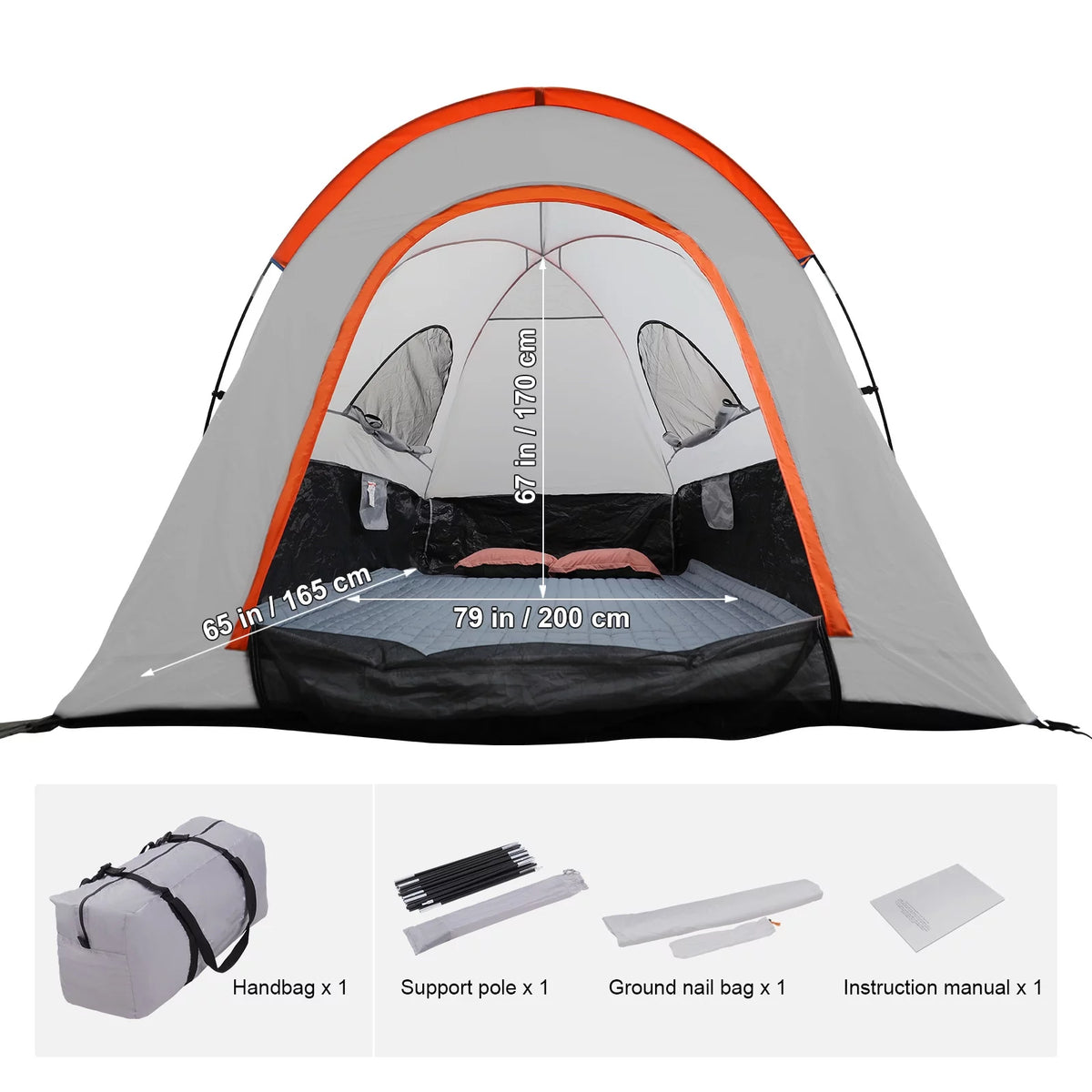 Waterproof Pickup Truck Bed Tent with Rainfly Carry Bag I4343