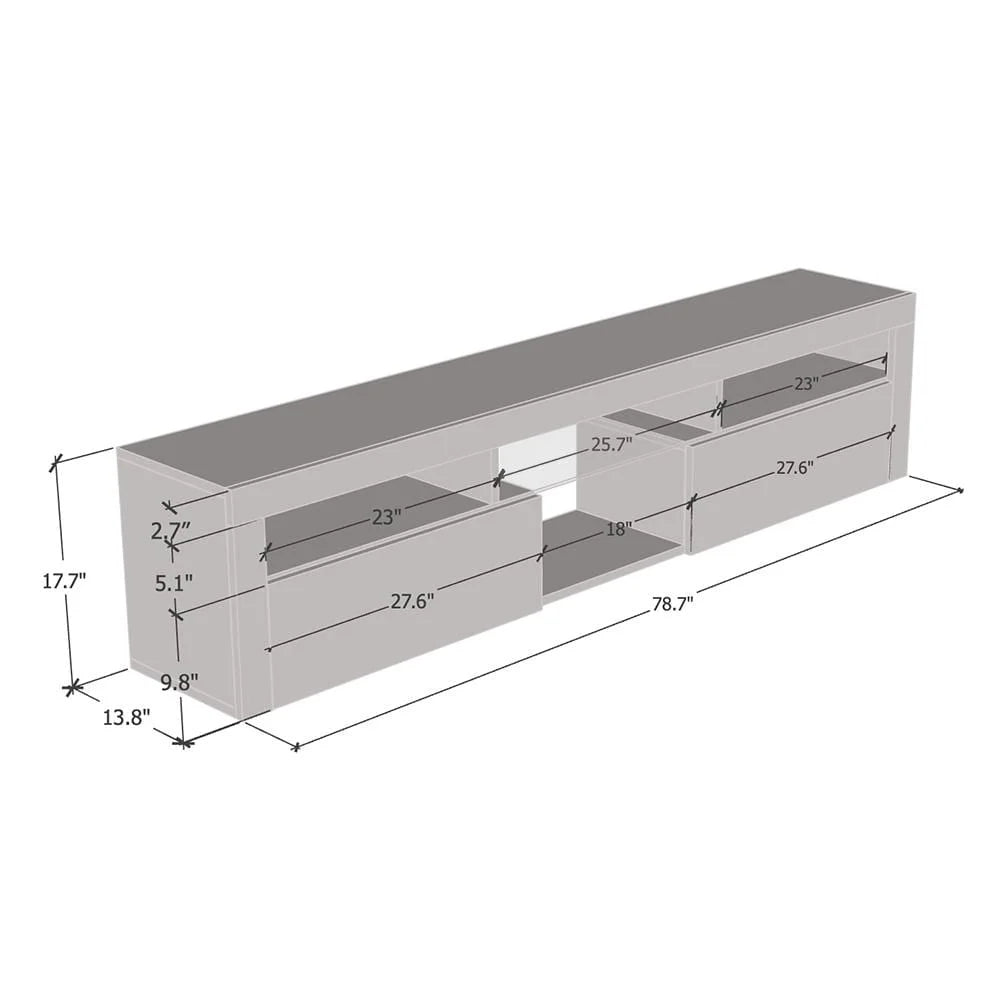 White Wall Mounted Floating TV Stand with LEDs J74719