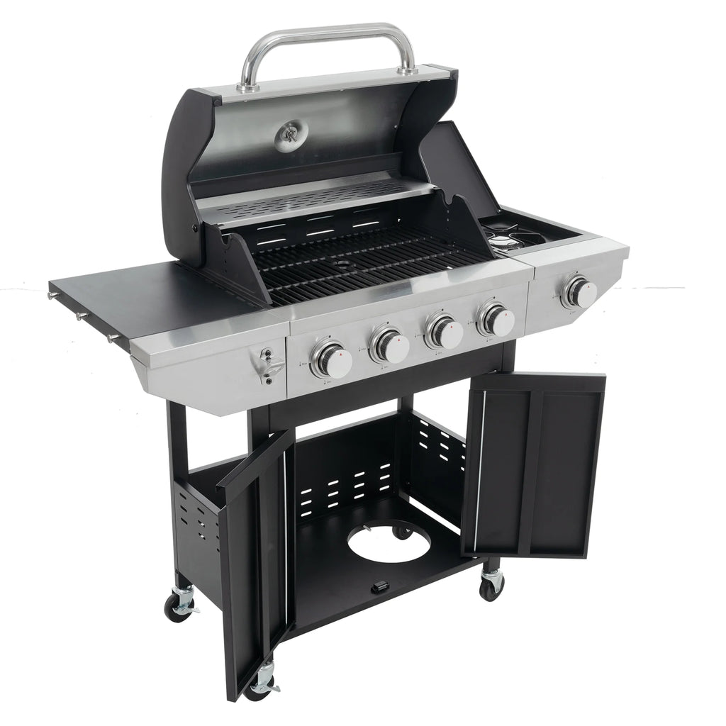 4 Burner Propane Gas Grill Stainless Steel with Side Burner Y430711