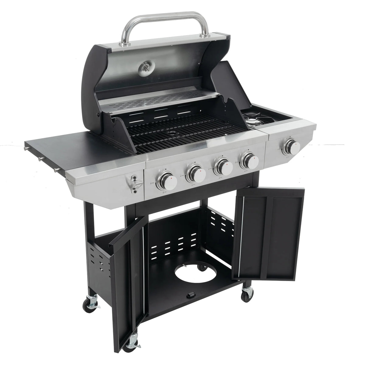 4 Burner Propane Gas Grill Stainless Steel with Side Burner Y430711