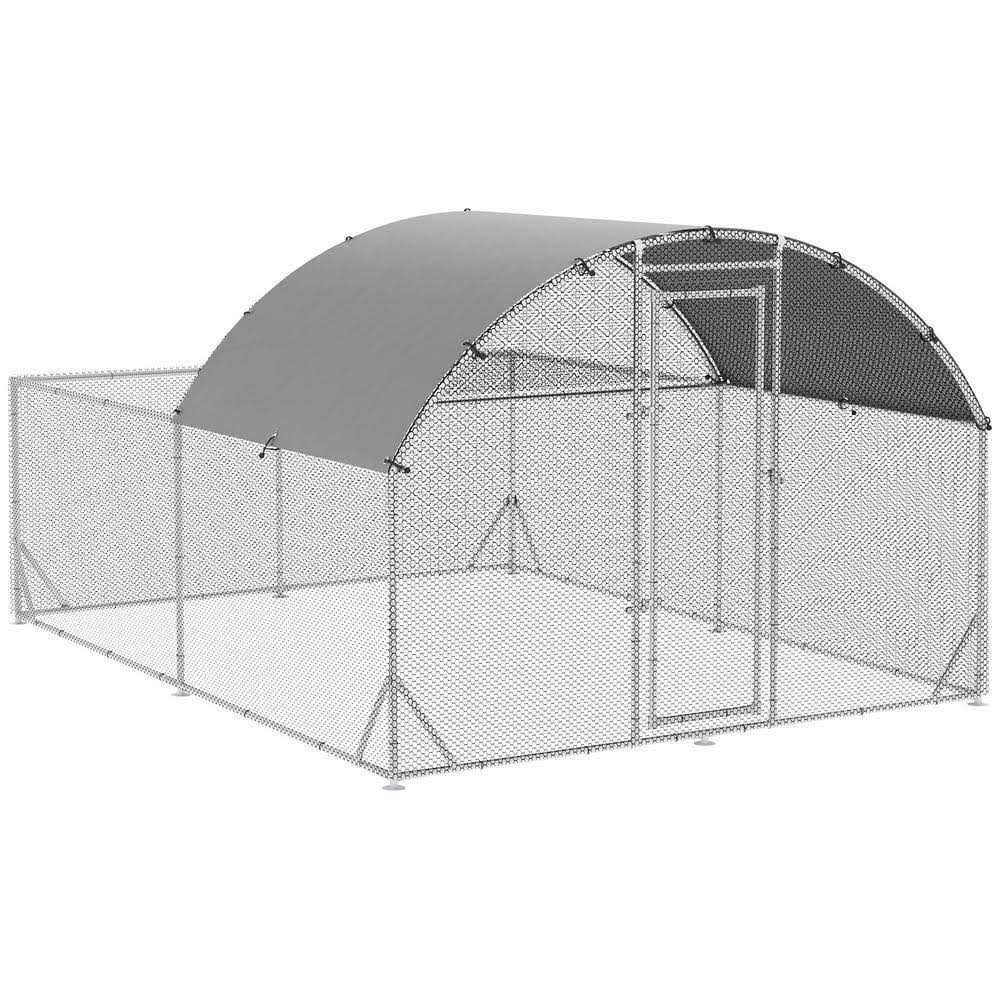 Metal Chicken Coop Walk-in Enclosure with Cover Q482635