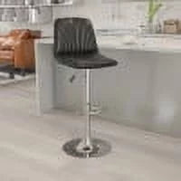 Black Vinyl Adjustable Height Barstool with Chrome Base E683