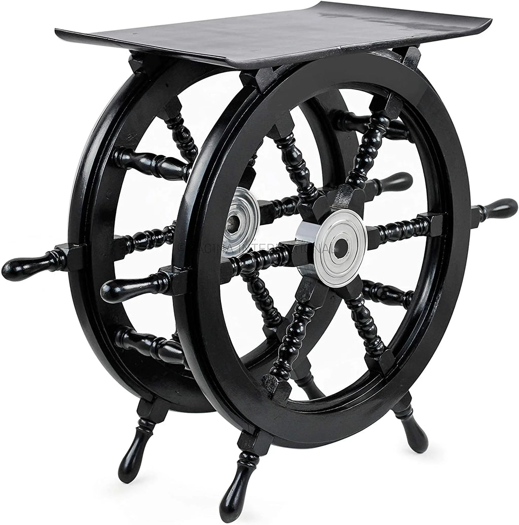 Black Nautical Handcrafted Wooden Stool R3326