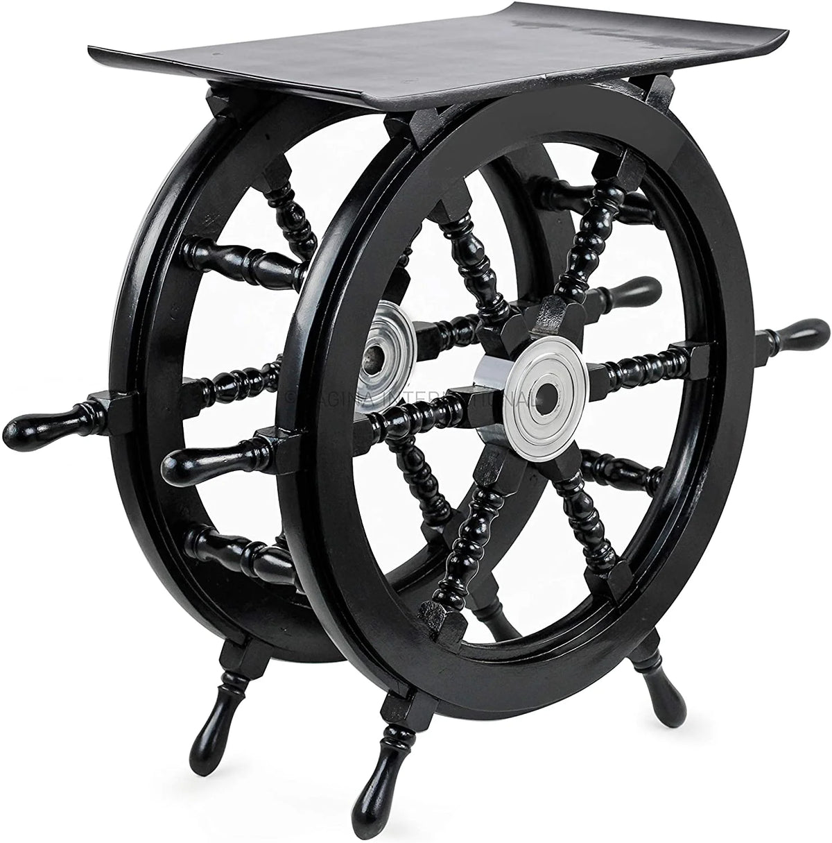 Black Nautical Handcrafted Wooden Stool R3326