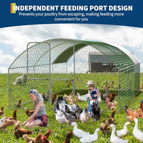 Heavy Duty Walk-in Chicken Coop Metal Poultry Cage with Waterproof UV Cover M318