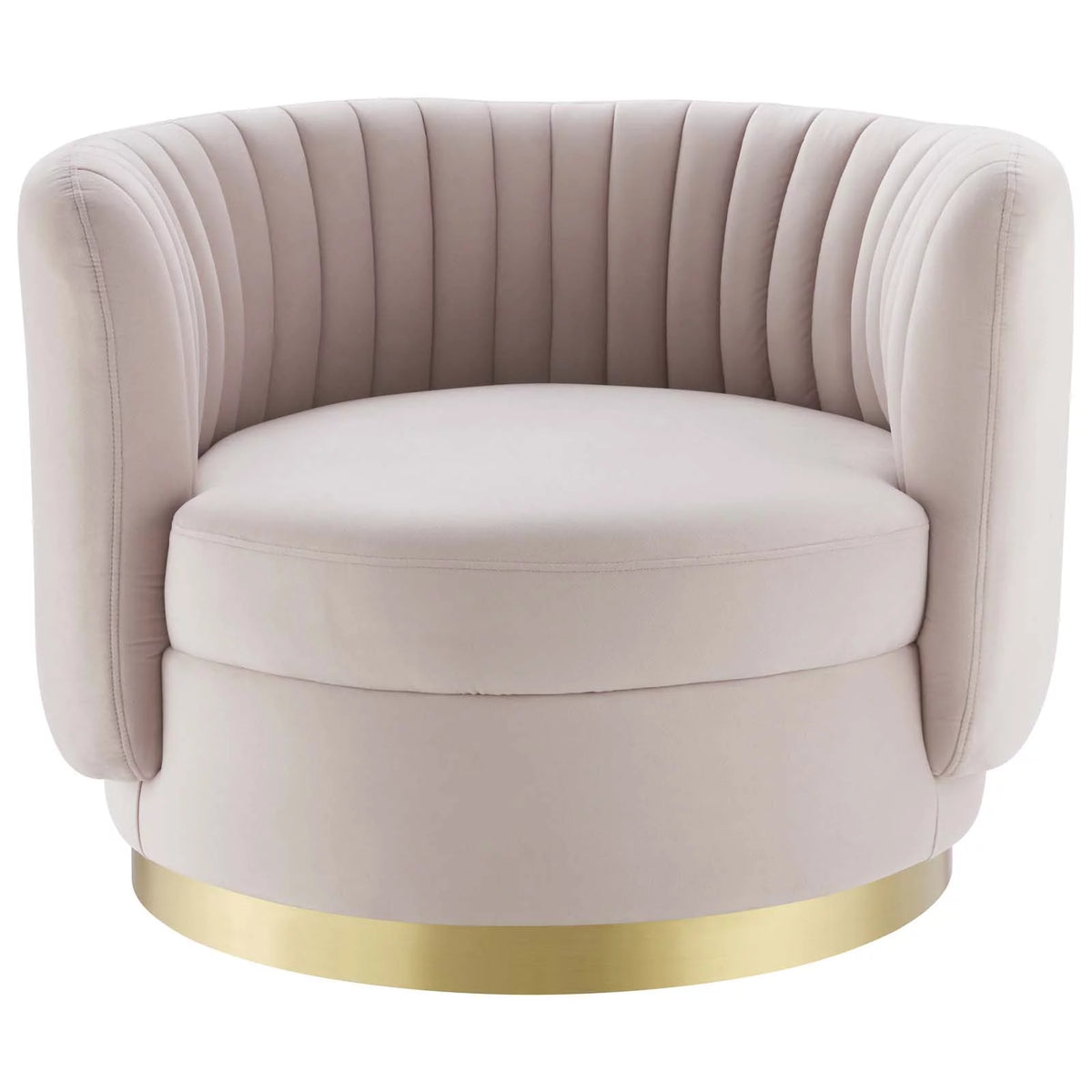 Pink Gold Velvet Tufted Swivel Accent Chair J5712
