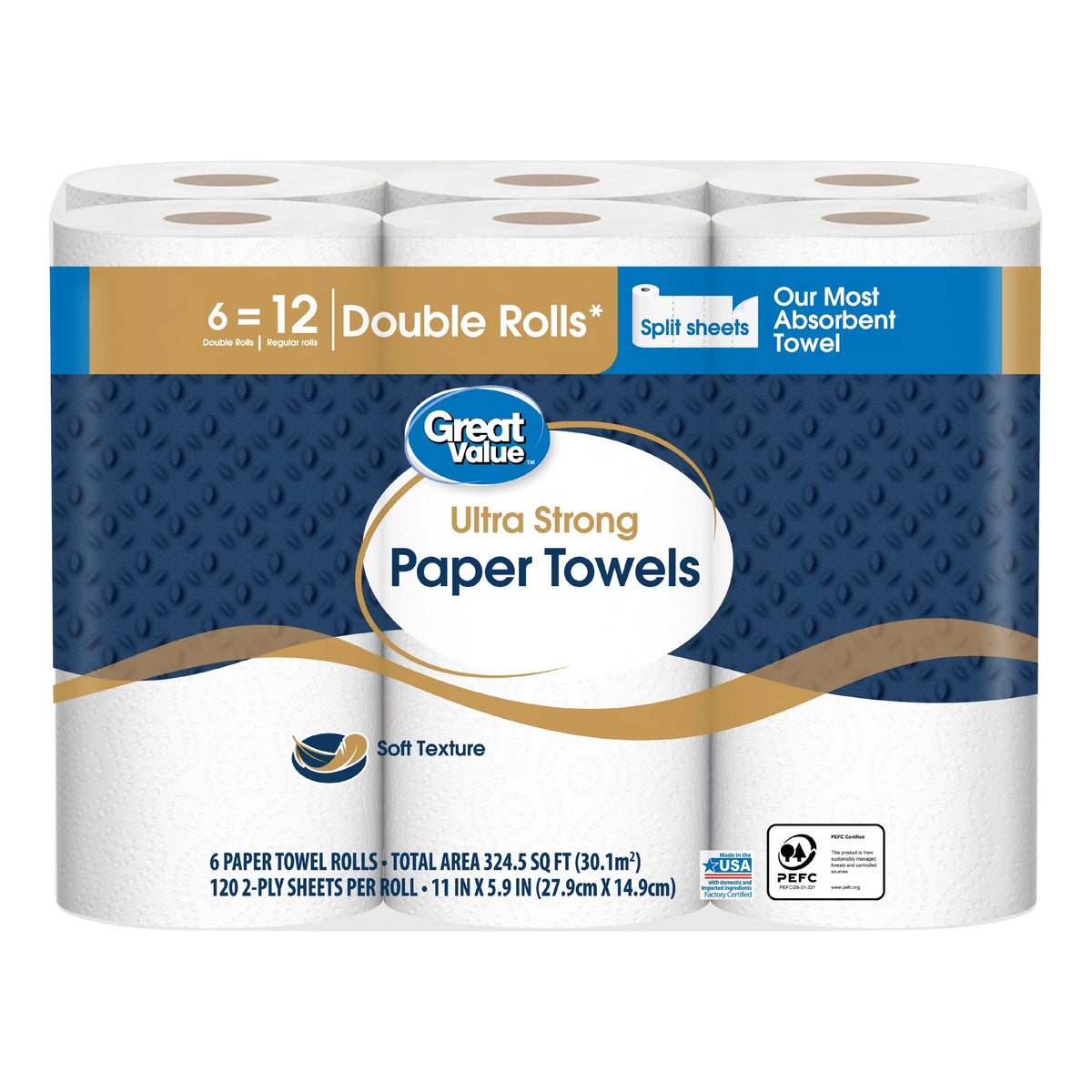 6 Double Rolls Paper Towels O6474