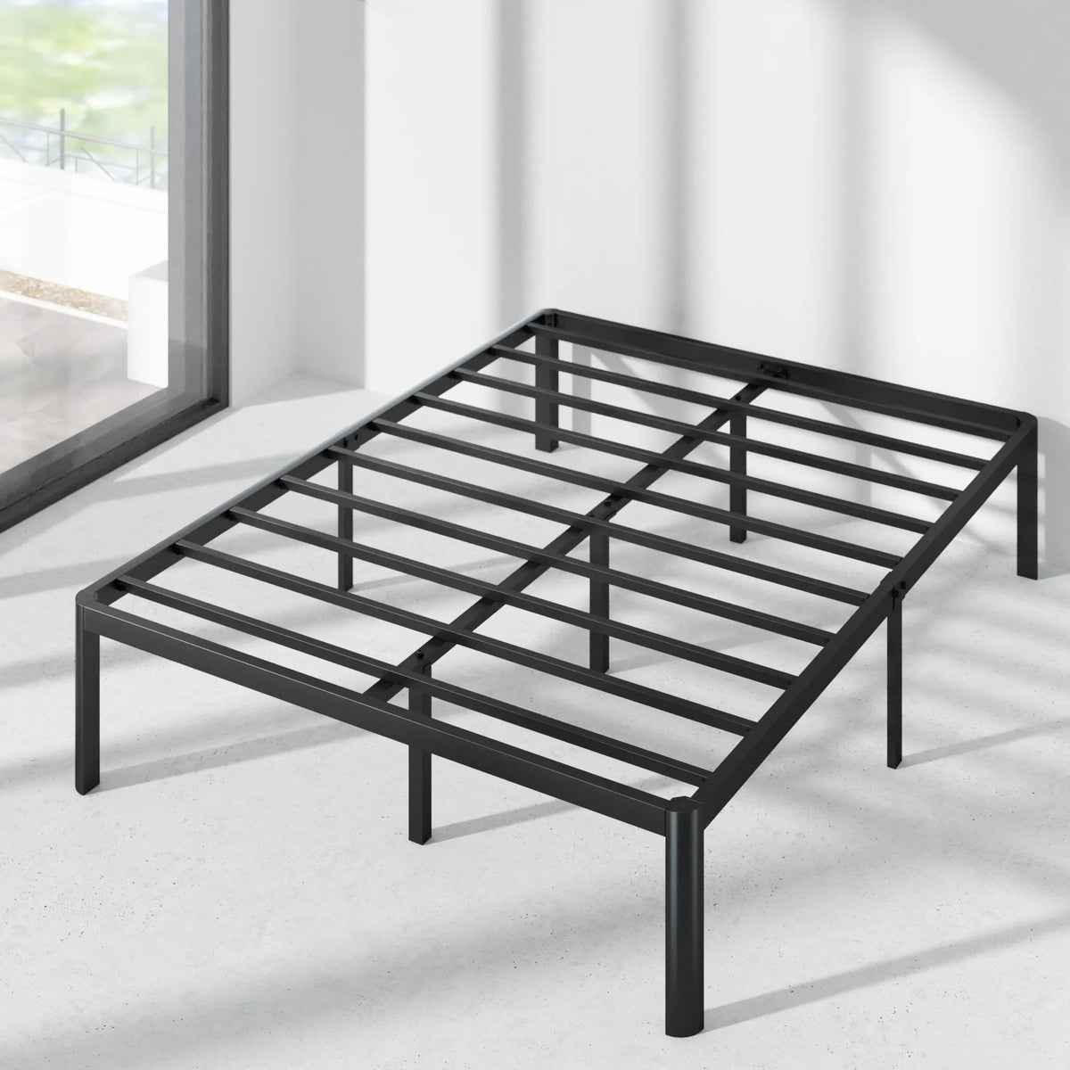 16" Metal Platform Bed Frame with Steel Slats, Twin N880