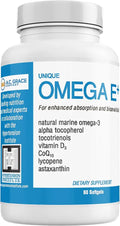 Fish Oil Supplement with Marine Omega-3 Fatty Acids, Vitamin E, Vitamin D3, and CoQ10 60 Softgels U956