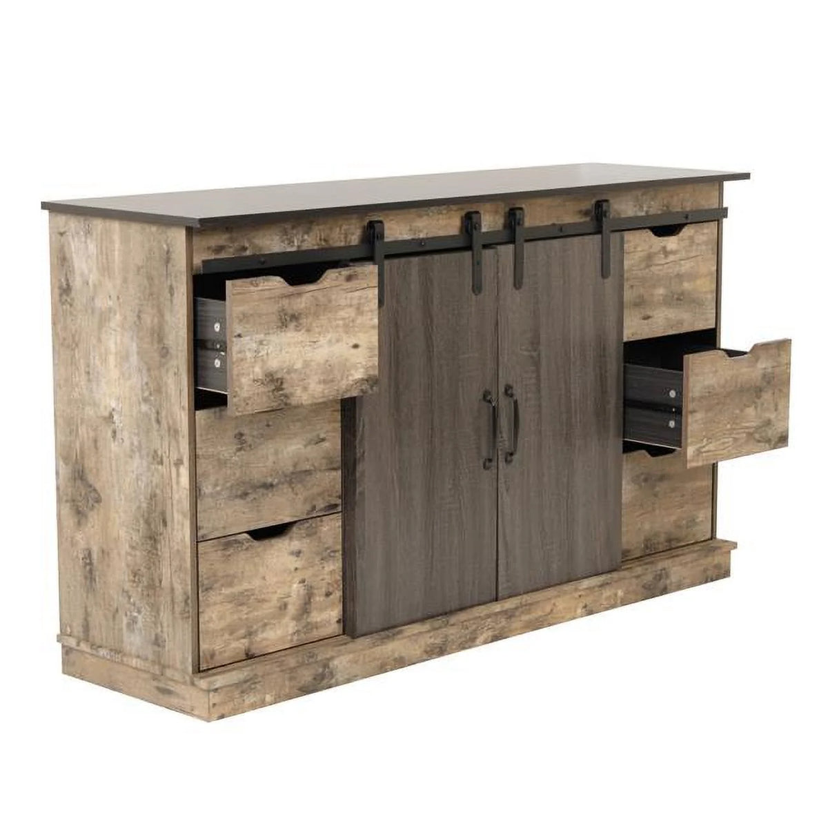 Six Drawer Storage Cabinet with Two Sliding Doors O967920