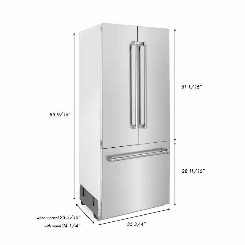36 in. 3-Door French Door Refrigerator with Ice and Water Dispenser Stainless Steel J2743