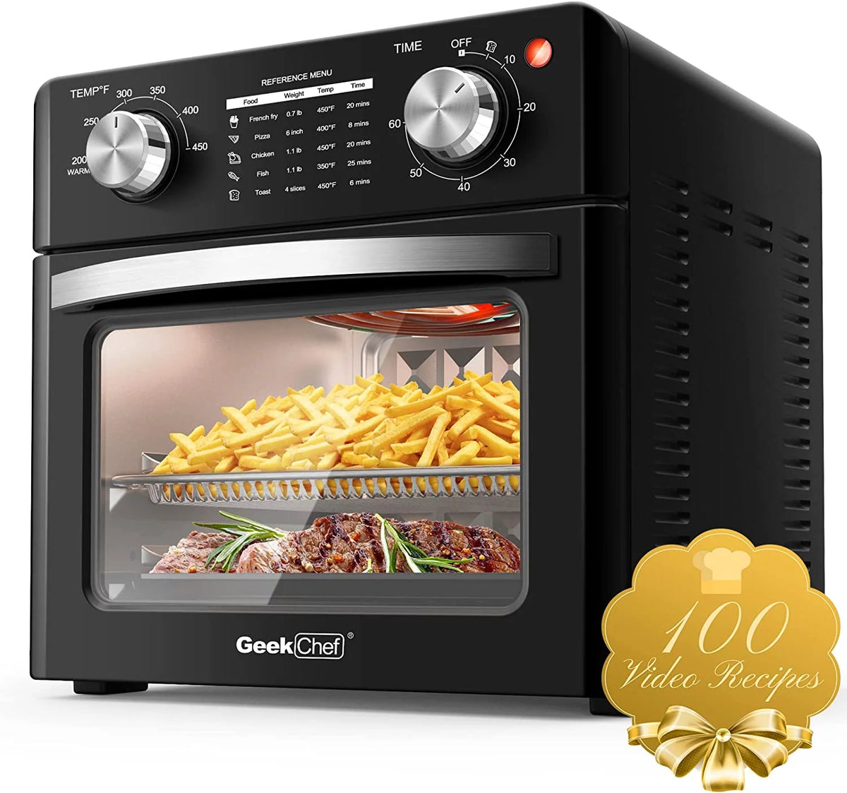 10 Quart Black Air Fryer Toaster Oven Q51495