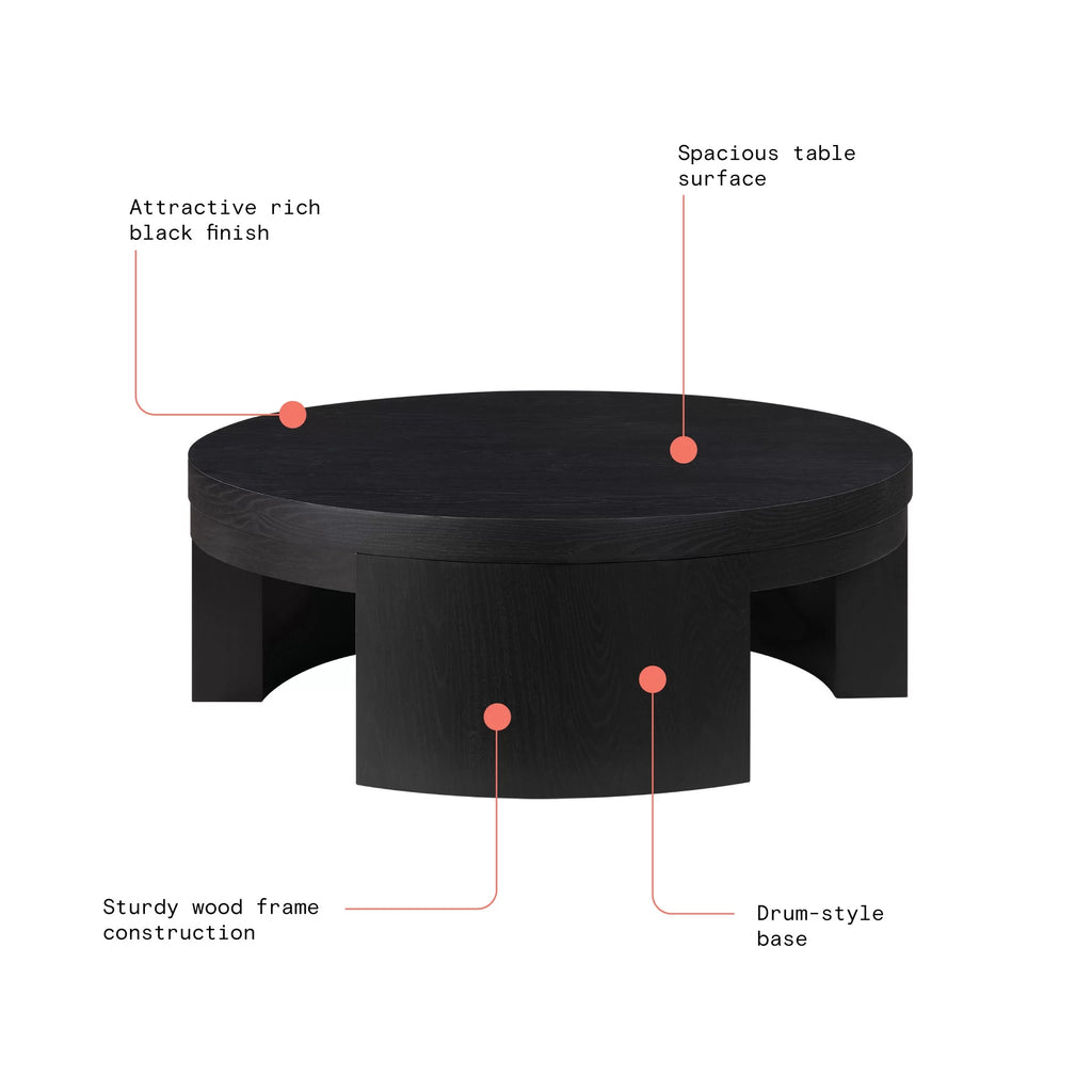 Round Black Coffee Table H476