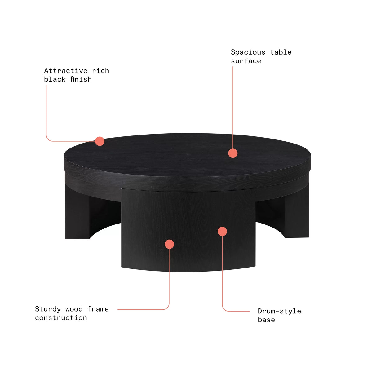 Round Black Coffee Table H476