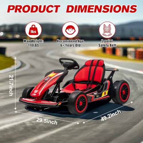 24V Battery Powered Electric Go Kart with 150 * 2 Motors, Red O4527