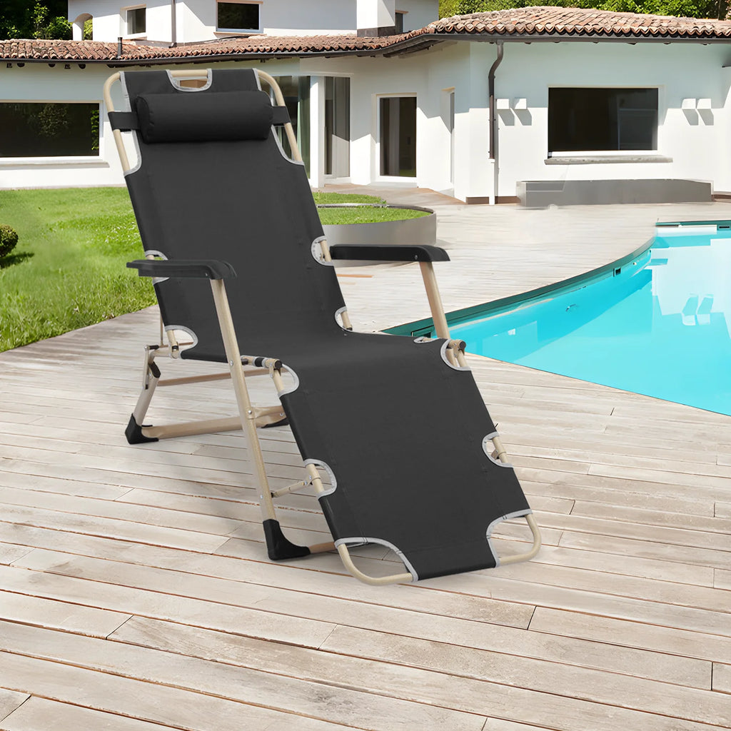 Zero Gravity Lounge Chair with Adjustable Headrest, Black Q302044