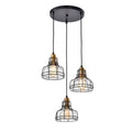 3-Light Black and Antique Gold Pendant with Clear Glass Shade D880