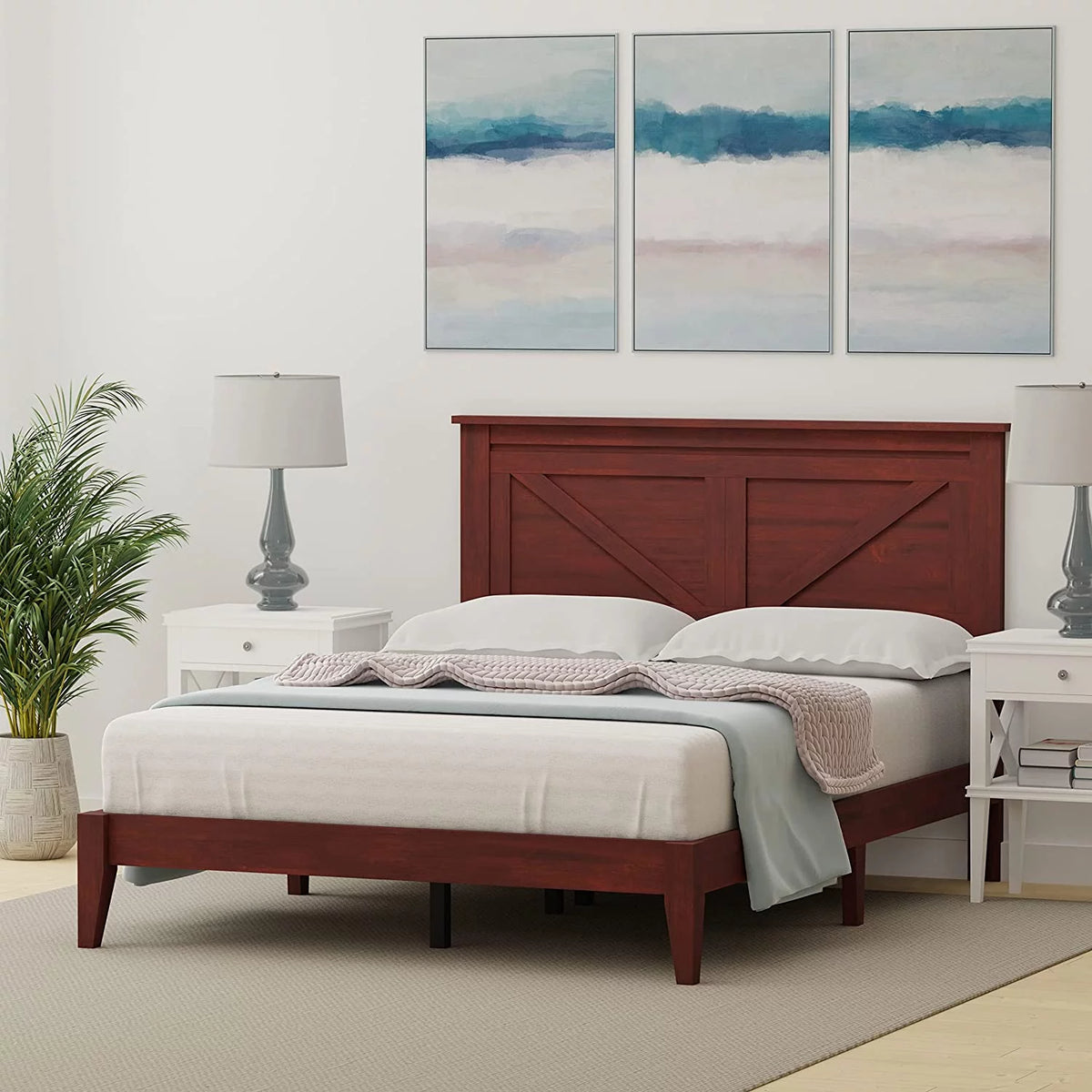 Solid Wood Platform Bed Full Q1744