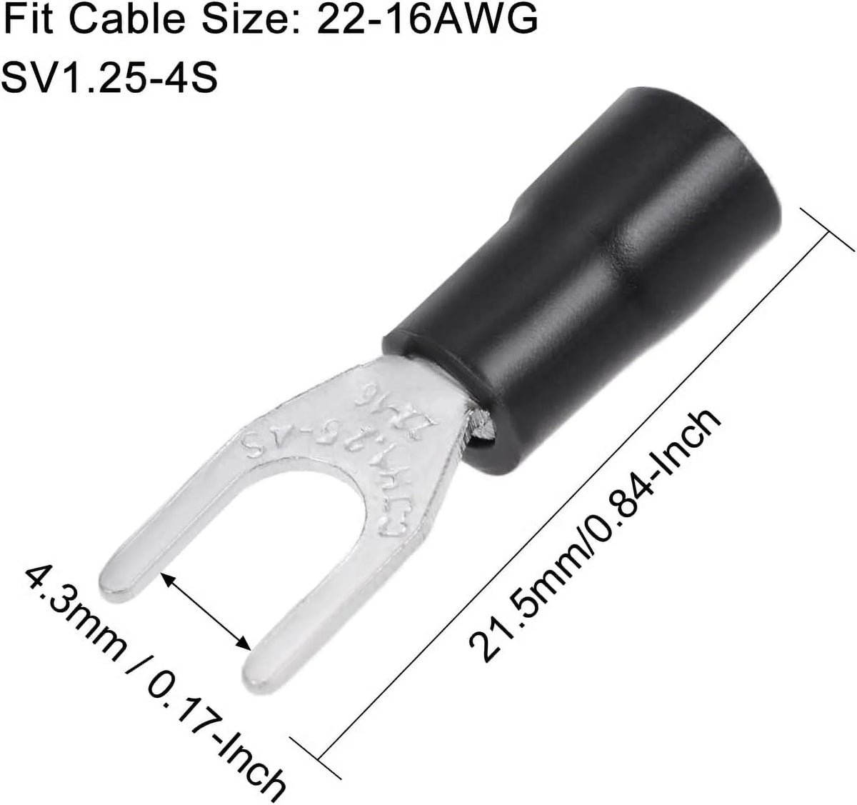 200Pcs Insulated Fork Spade Wire Connector Electrical Crimp Terminal 22-16AWG F991467