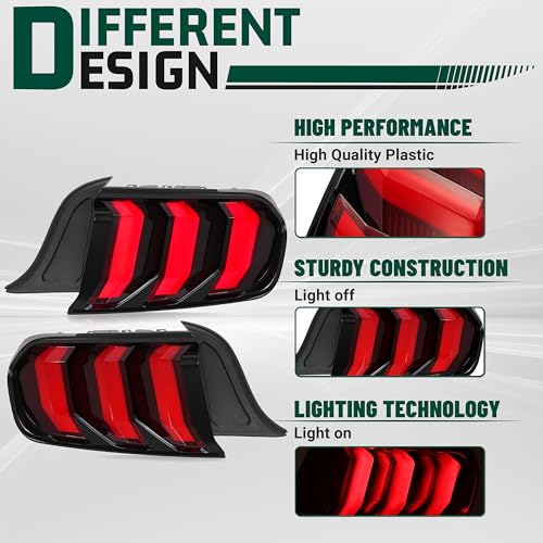 Left & Right Taillight Brake Lamp Assembly Clear Lens Black Housing S321