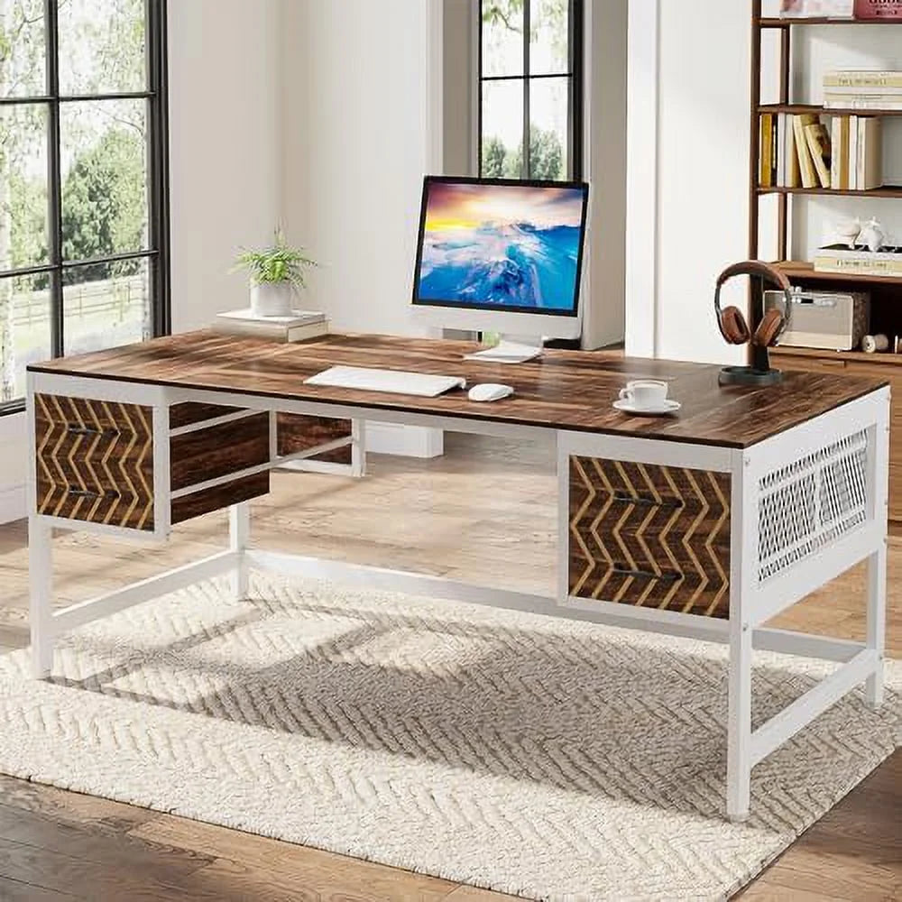 Home Office Desk with Drawers 63" Computer Desk W49892