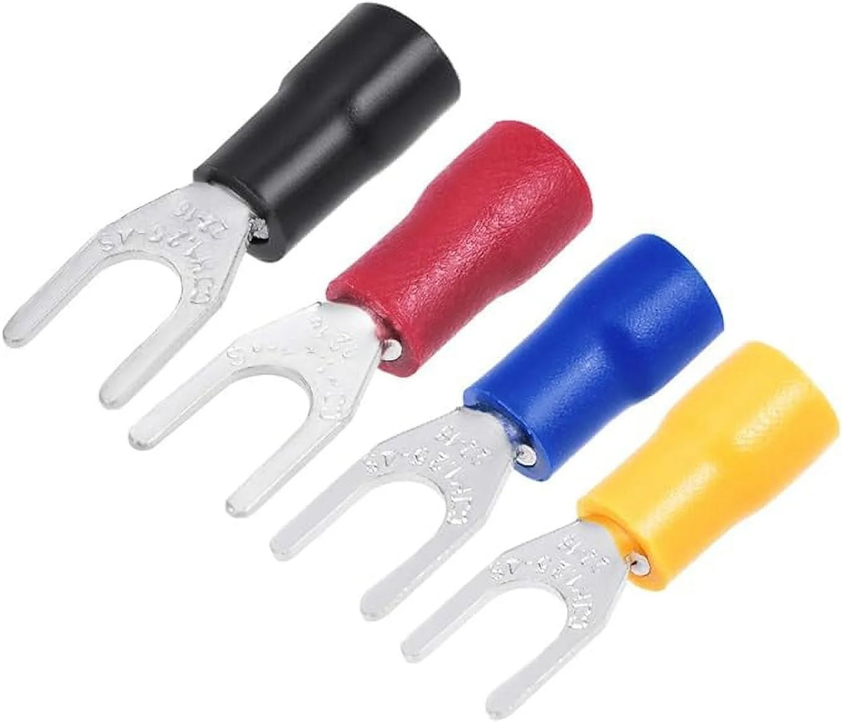 200Pcs Insulated Fork Spade Wire Connector Electrical Crimp Terminal 22-16AWG F991467